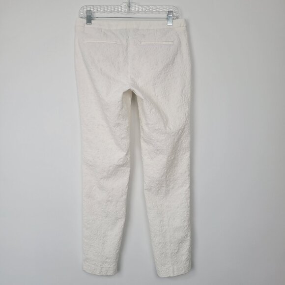 Cynthia Rowley White Textured Cotton Blend Cigarette/Ankle Pant - Picture 7 of 11